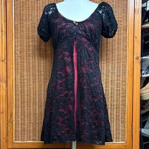 Dolls Kill Delias Black and Red Lace Dress
